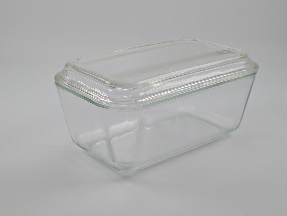 PYREX Clear Glass 0502 Refrigerator Dish w/ Half Ribbed Lid USA MADE - SEE DESC.